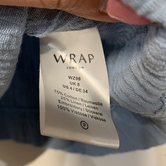 WRAP LONDON BLUE LINEN BLEND BLOUSE 4 - Picture 4 of 6